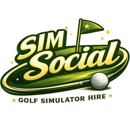 Mobile golf simulator bay with screen and turf